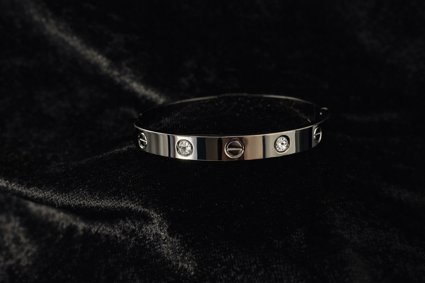Silver Screw & Crystal Bangle