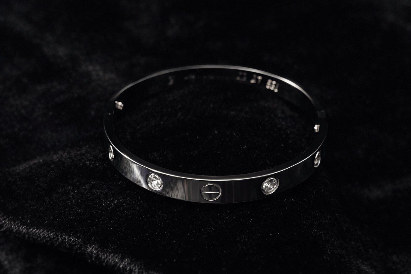 Silver Screw & Crystal Bangle