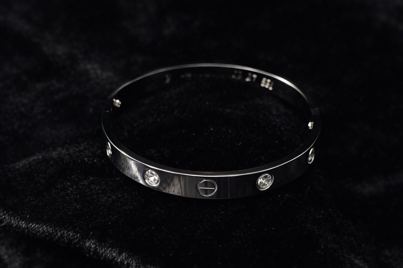 Silver Screw & Crystal Bangle