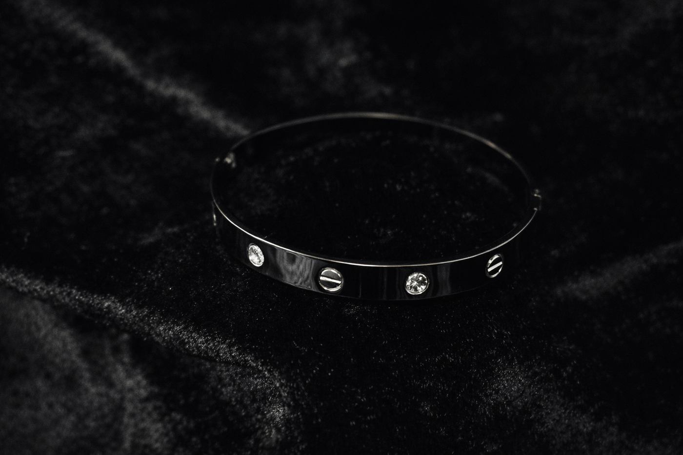 Silver Screw & Crystal Bangle