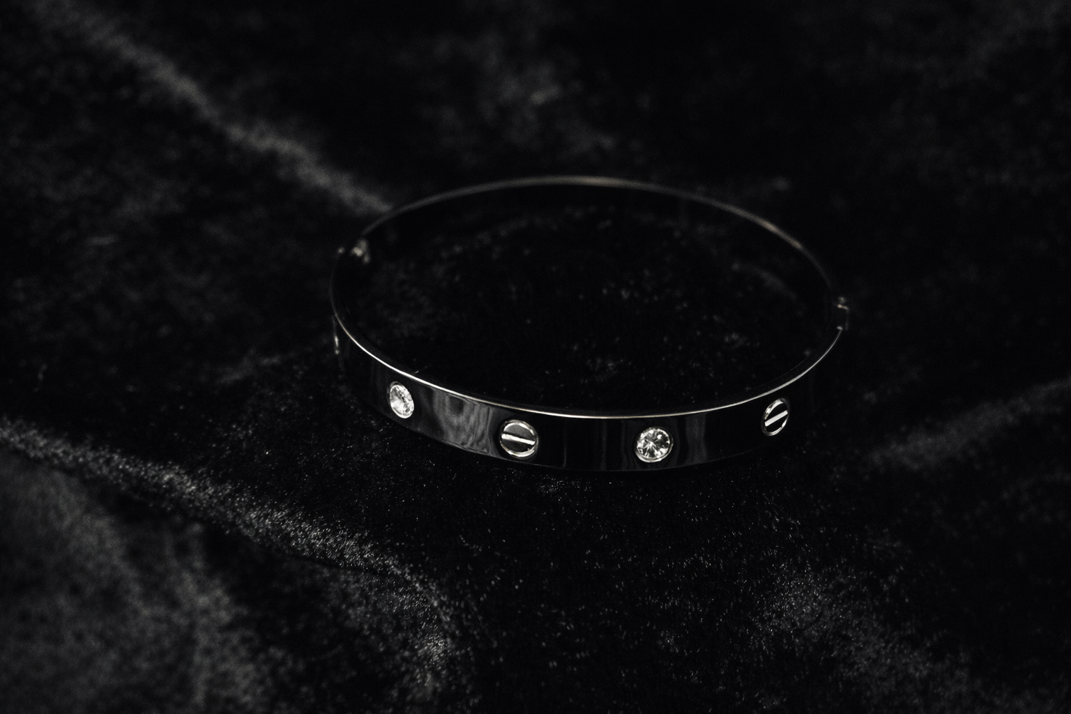 Silver Screw & Crystal Bangle