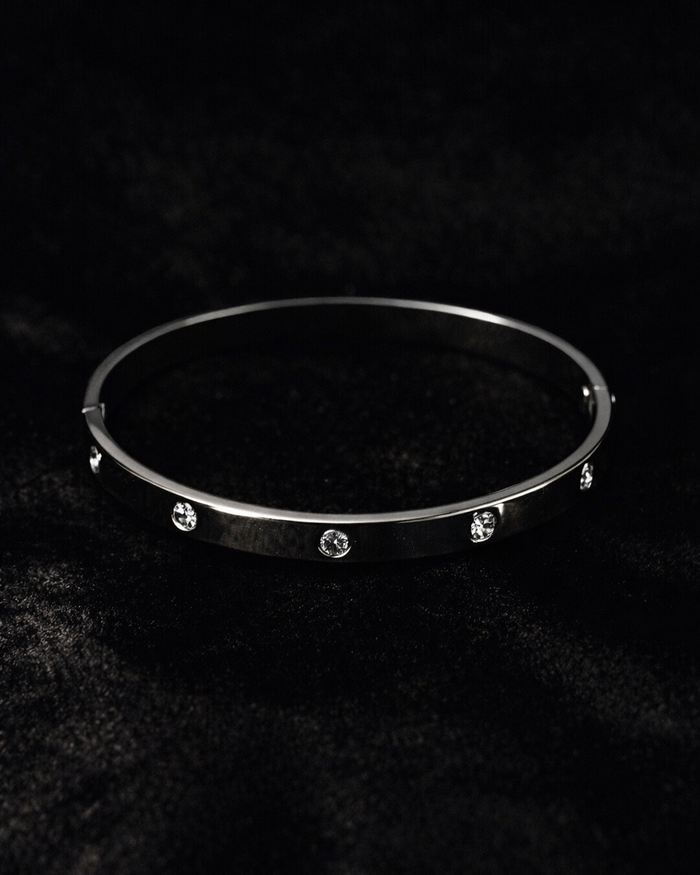 Silver Screw & Crystal Bangle
