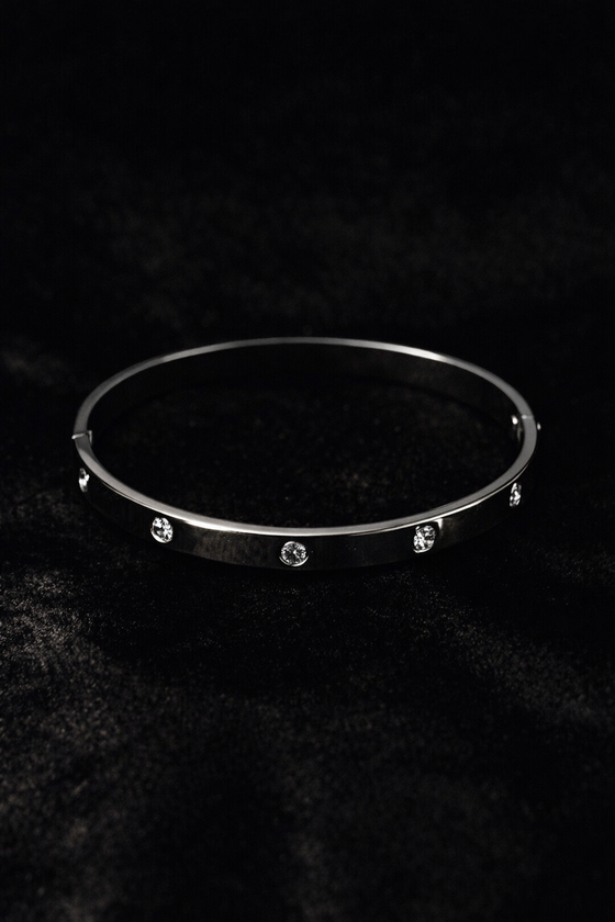 Silver Screw & Crystal Bangle