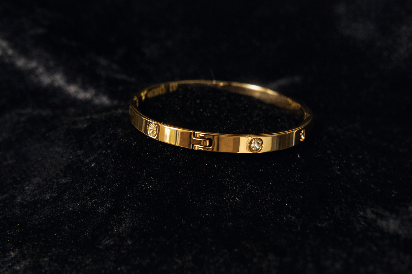 Gold Crystal Accent Bangle Bracelet