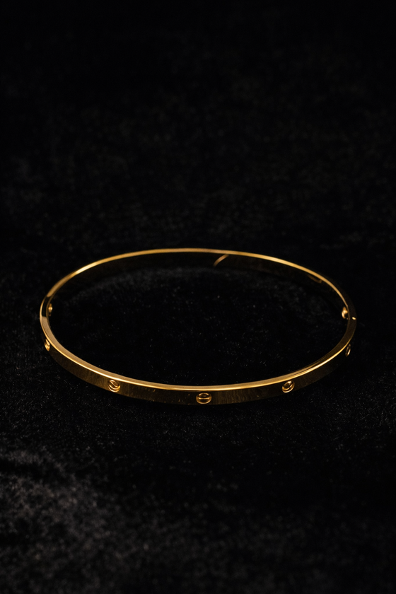 Gold Crystal Accent Bangle Bracelet