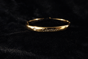 Gold Screw-Detail Bangle with Crystal Accent