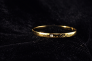 Gold Screw-Detail Bangle with Crystal Accent