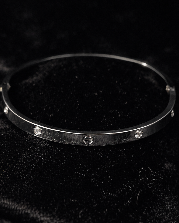 Silver Crystal Bangle